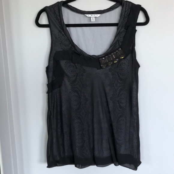 CAbi Black Mesh Overlay Top with Jewels #155 - Picture 2 of 9